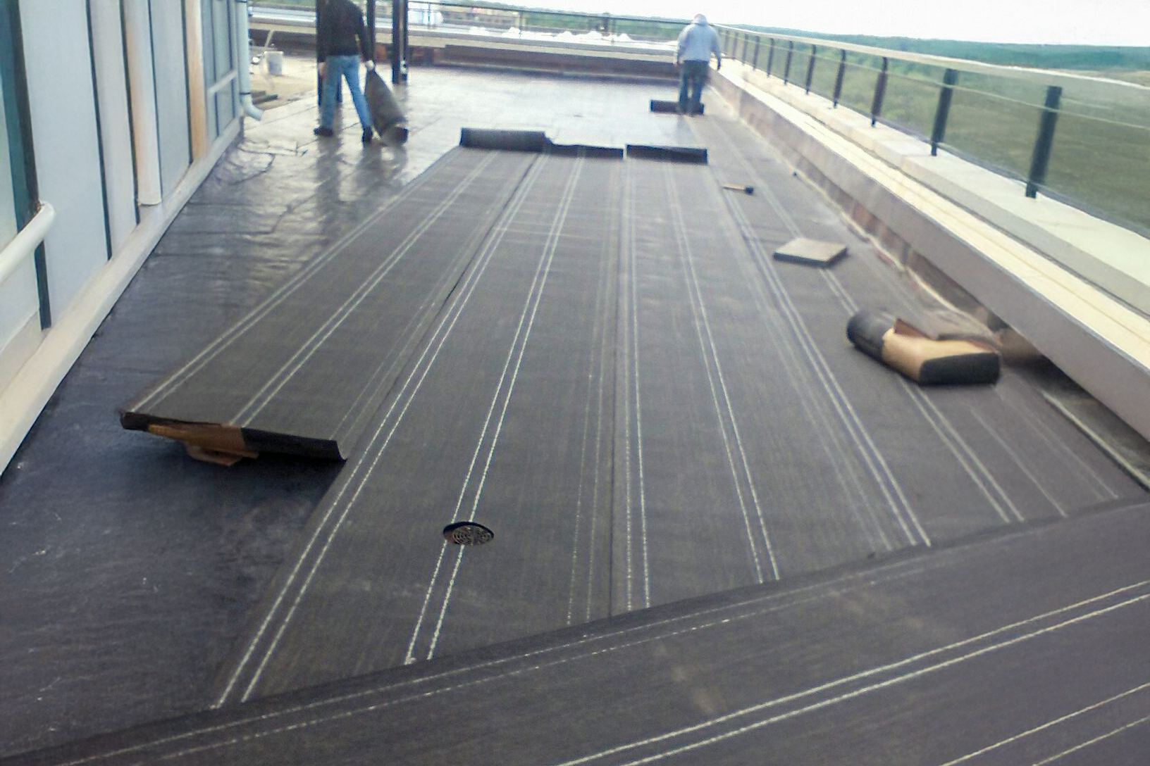 waterproofing work done on top of an office building